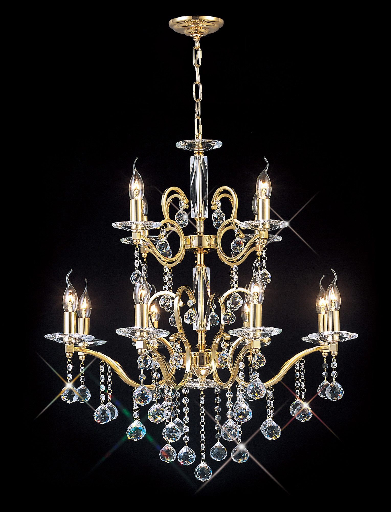 IL30228+4  Zinta Crystal Chandelier 12 Light (15kg) French Gold